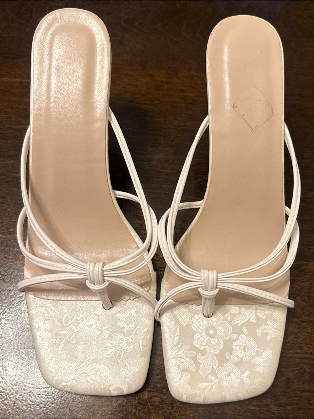 SHEIN Women’s White Strappy Slip-On Block Heel Square Toe Sandals 8.5